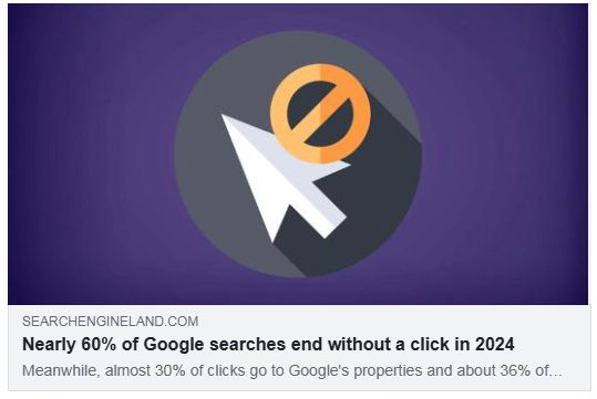 2024年にはGoogle検索の約60%がクリックなしで終了する（Search Engine Land ）
