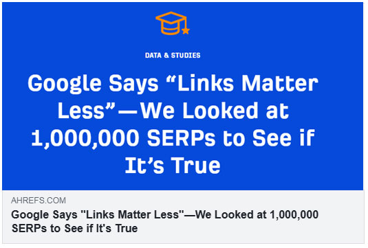 Google は「リンクの重要性は低下している」と言っているが、それが本当かどうか 100 万件の検索結果ページを調べた（ahrefs blog）